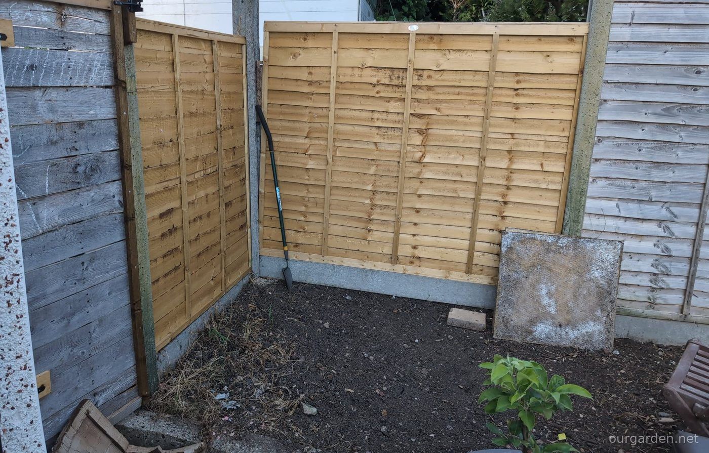 Cleared, with the new fence panels in
